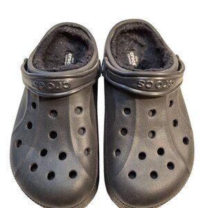 Crocs Black Fuzzy Lined Clogs Dual Comfort Womens Size W6/Mens Size M8